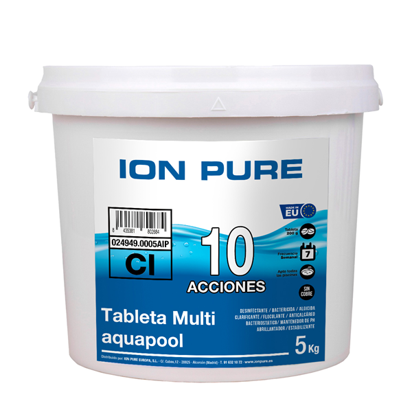 Cloro 10 ações Bicapa Pastilha 200g Ion Pure Balde 5kg Cloro 10 ações Bicapa Pastilha 200g Ion Pure Balde 5kg