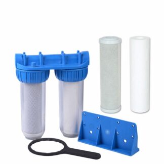 Porta Filtros Duplo 1″ + Suporte + Chave + Filtros